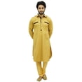 thumbnail image 2 of Atasi Men's Pathani Style Men's Punjabi Shirt Yellow Kurta Pyjama Set-L, 2 of 7