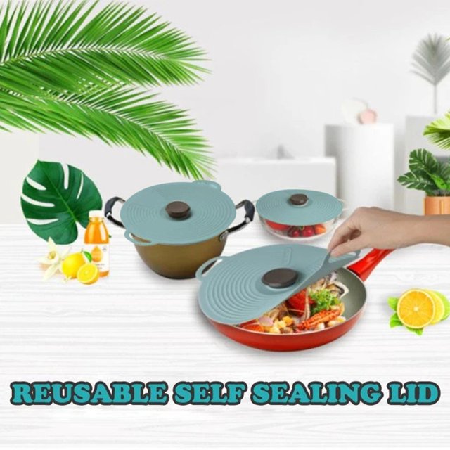 TIMIFIS Reusable Self Sealing Lid Airtight Washable Keep Food Fresh Kitchen Gadgets