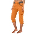 thumbnail image 1 of Cameland Pantalon Cargo de Randonnée pour Femmes en Coton, Taille Élastique, Pantacourt d'Extérieur à Bas Resserré, Pantalon de Sport avec Poches, 1 of 4