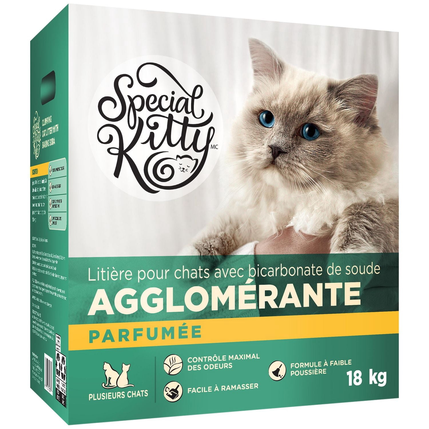 Special Kitty Litière Agglomérante pour Chats Parfumée avec Bicarbonate de Soude 18kg