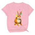 thumbnail image 2 of Hauts d'Été Grande Taille pour Femmes Manches Courtes Motif Imprimé Lapin de Pâques Manches Courtes Col Rond T-Shirt Ample Col en V T-Shirt Femmes en Liquidation, 2 of 3