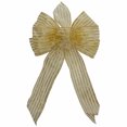 thumbnail image 1 of Northlight Glitter Striped 6-Loop Christmas Bow Decoration - 9" x 14" - Gold, 1 of 3