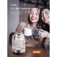 thumbnail image 2 of FOHERE Electric Kettle, 1.7L Glass kettle with 5 Temperature Control and 5 Colors LED Lights, Cordless Kettle with Stainless Steel Inner Lid & Bottom, 2 of 9