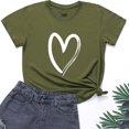 thumbnail image 2 of Besolor Tuniques d'Été pour Femmes à Imprimé de Cœurs, Col Ras du Cou, Manches Courtes, T-Shirts Décontractés Amples, Blouse de Sortie, 2 of 3