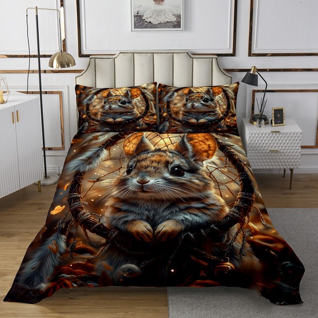 Ensemble de Courtepointe Attrape-Rêves, Ensemble de Couvre-Lit Boho Plume Simple, Animaux Marins Nautiques Matelassés Décor Bohème Exotique