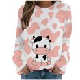 thumbnail image 1 of Pompotops Womens Shirts Round-Neck Print Long Sleeve Tops Printed Regular Blouse Clearance, 1 of 5