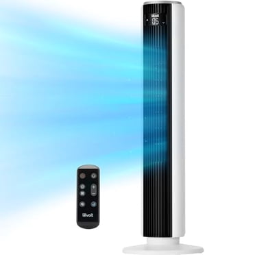 LEVOIT Tower Fan for Bedroom, 25ft/s Standing Fans that Blow Cold Air for Home, Floor Fan 90Â° Oscillating for Indoors, 28dB Quiet with Sensor, 12H Timer, Remoter, 5 Speeds, 4 Modes, 36 Inch, White