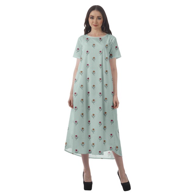 Moomaya Robes d'Été Imprimées Décontractées pour Femmes, Robes de Cocktail, Vêtements de Mariage