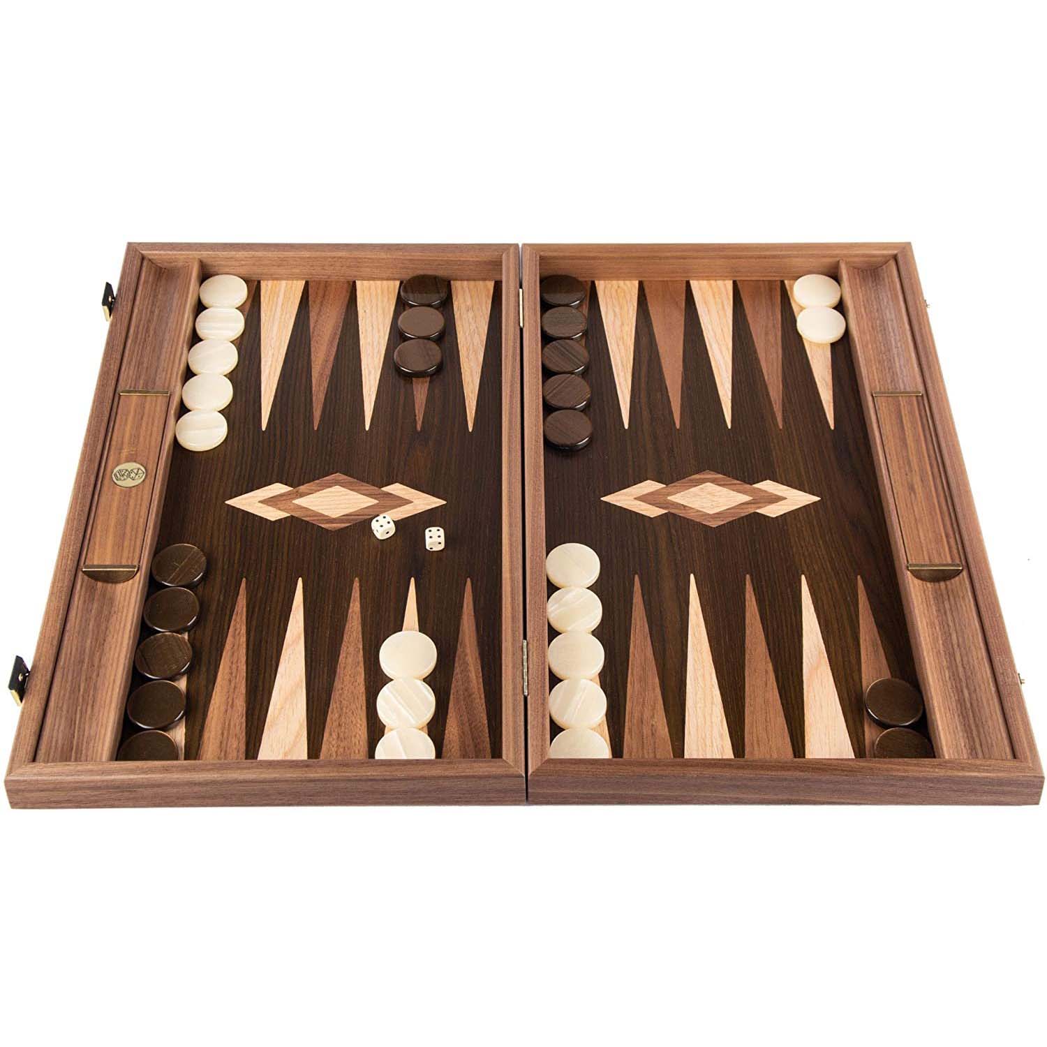 WE Games Ensemble de Backgammon de Luxe en Noyer et Coffre - 19 Pouces
