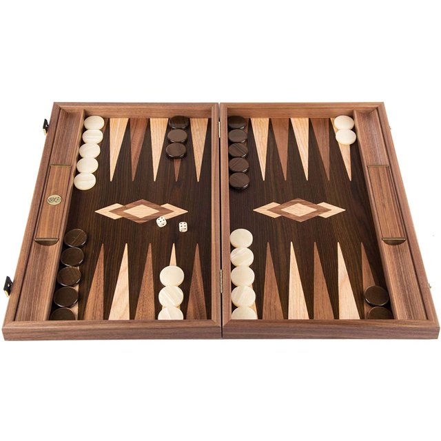 WE Games Ensemble de Backgammon de Luxe en Noyer et Coffre - 19 Pouces