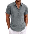 thumbnail image 1 of BOBOGOJP Button-Up Shirt for Men Short Sleeve Button Down Tops Solid Casual Formal Dress,Gray XXL, 1 of 5