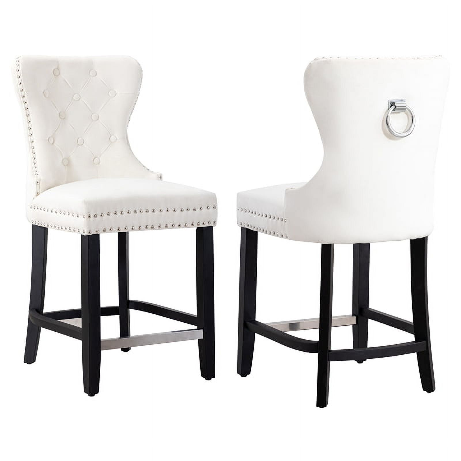 Avara 24" Tufted Velvet Counter Stool with Black Legs (Set of 2)