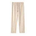 thumbnail image 1 of Tnhcen Women's Essential Drawstring Elastic Waist Loose Straight Leg Pants - 9 Inch Cuff Basic Casual Trousers for Spring/Fall M-5XL Relaxed Fit Style Easy Care, 1 of 5