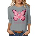 thumbnail image 1 of Fgnfyis T-Shirts pour Femmes Sensibilisation au Cancer Hauts Décontractés Col Rond Manches Trois Quarts Design Imprimé pour Quotidien Printemps Été Automne Célébrations Hauts pour Femmes Gris TG, 1 of 1