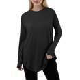 thumbnail image 1 of 2025 Femmes Décontracté Uni Foncé T-Shirt Couleur Ample Col Rond Chemises pour Femmes Manches Longues Manches Raglan Col Roulé pour Femmes Hauts à Manches Longues T-Shirt, 1 of 4