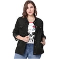 thumbnail image 2 of GRACE & GRANDEUR Women's Plus Jean Jacket Button Closed Cropped Denim Jacket, 2 of 4