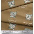 thumbnail image 3 of Soimoi Brown Poly Georgette Fabric Text & Owl Cartoon Decor Fabric Printed Yard 42 Inch Wide, 3 of 3