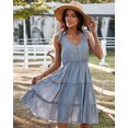 thumbnail image 3 of YNIQUE Womens Summer Casual Spaghetti Strap Smocked Ruffled Vacation Mini Dress, 3 of 6