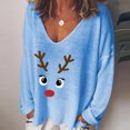 thumbnail image 2 of Mode Femme Décontractée Imprimé Col en V Ample Manches Longues T-shirt Haut Blouse Chandail, 2 of 9