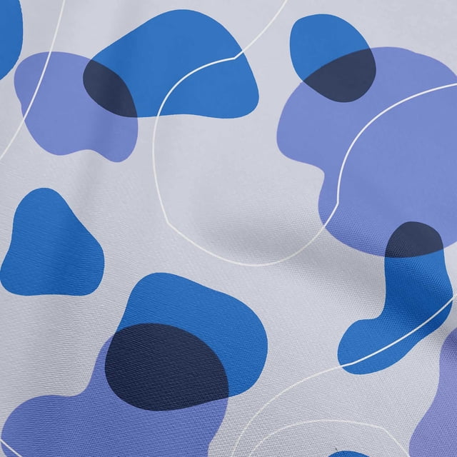 oneOone Polyester Spandex Blue Fabric Abstract Organic Shape Craft Projects Decor Fabric Printed By The Yard 56 Inch Wide