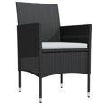 thumbnail image 3 of vidaXL 3 Piece Garden Dining Set with Cushions Black, 3 of 5