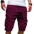 thumbnail image 1 of Men's Cargo Shorts Plus Size Big and Tall Cargo Shorts Multi-Pockets Relaxed Summer Drawstring Beach Shorts Pants, 1 of 5