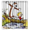thumbnail image 1 of TOUXIHAA Rideau de Douche Calvin et Hobbes Ensemble de Rideaux de Salle de Bain avec Crochets Taille 66x72 Pouces, 1 of 5