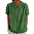 thumbnail image 1 of JIRNDf Chemises pour Femmes Hauts Tendance Été Col à Revers Manches Courtes Mode Tunique Décontractée Blouse Verte TTG, 1 of 6