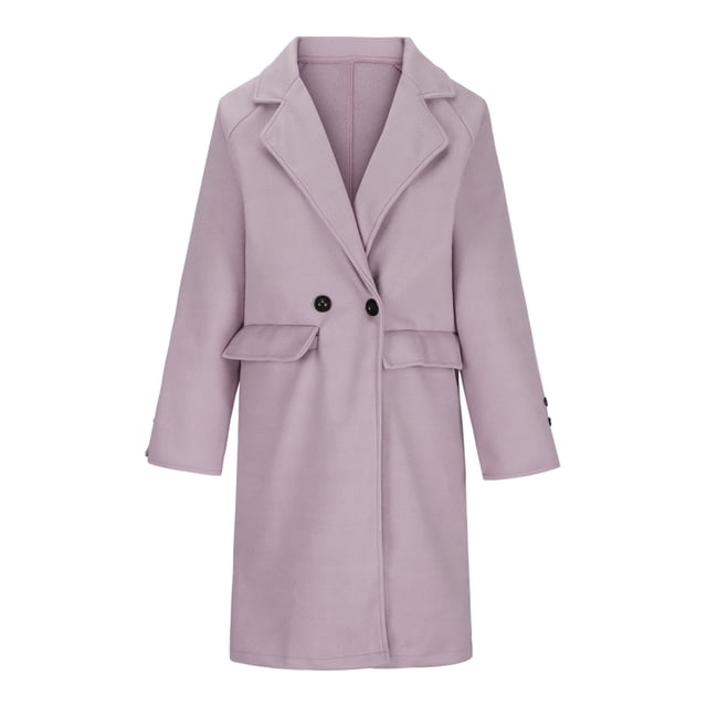 Yuyuzo Womens Coats Long Sleeve Overcoats Lapel Neck Open Front Button Tops Solid Color Winter Outwear