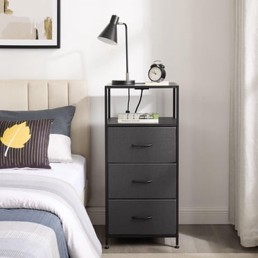 Mainstays 3 Drawer Fabric Nightstand with USB