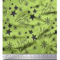 thumbnail image 1 of Soimoi Green Cotton Jersey Fabric Star & Snowflakes Text Print Sewing Fabric Yard 58 Inch Wide, 1 of 5