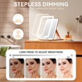 thumbnail image 4 of Miroir de Maquillage de Voyage Rechargeable, Miroir de Maquillage de Voyage Portable Éclairé avec Modes de Couleur, à Intensité Réglable, Miroir Compact de Table à DEL pour Coiffeuse avec Écran Tactile, 4 of 9