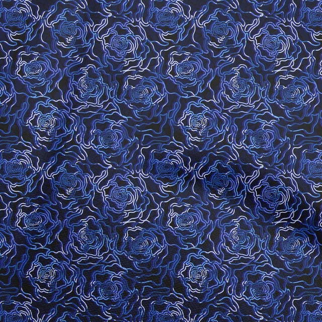 oneOone Cotton Jersey Blue Fabric Abstract Craft Projects Decor Fabric Printed By The Yard 58 Inch Wide