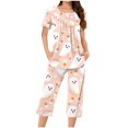 thumbnail image 1 of Jamicy Pyjama pour Femmes Pyjama pour Femmes à la Mode Décontracté Ample Imprimé Col Rond à Boutons Pantacourt Ensemble de Pyjama Pyjama d'Halloween, 1 of 4