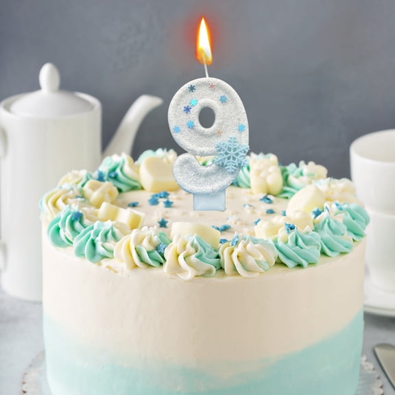 Digital Wax Products, Ice and Snow Digital Candles Snowflake Cake Labels Children's Birthday Decorations Themed Birthday Cakes Paper Cupcakes Boys and Girls' Birthday Supplies 0-9