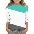 thumbnail image 1 of MeetoTime T-Shirt à Manches 3/4 Rayé Imprimé pour Enfants Col Rond Décontracté Ample Blouses pour Garçons Filles 3-12 Ans, 1 of 4