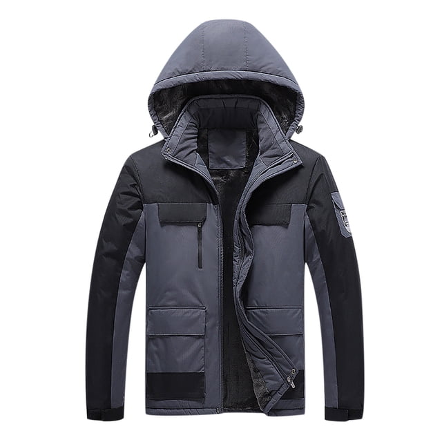 Windproof Jacket men Casual Patchwork Thicken Multi Pocket Hooded Zipper Windproof Waterproof Breathable Jacket Coats