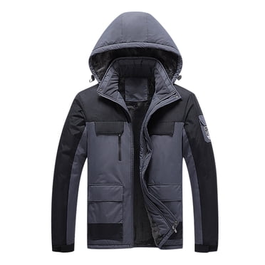 XZNGL Veste Coupe-Vent Homme Décontractée Patchwork Épaissie Multi-Poches à Capuche à Fermeture Éclair Coupe-Vent Imperméable Respirante Veste Manteaux Homme Veste Hiver Manteaux Homme Veste de Ski Hiver Homme