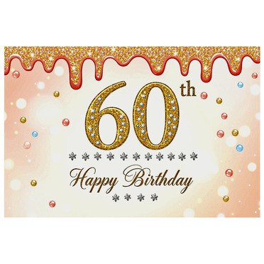Sparkly Glittery 60th Birthday Backdrop Banner Background Happy Birthday Party Supplies Photography Props Birthday Decoration Decorations Party Decor Backdrop