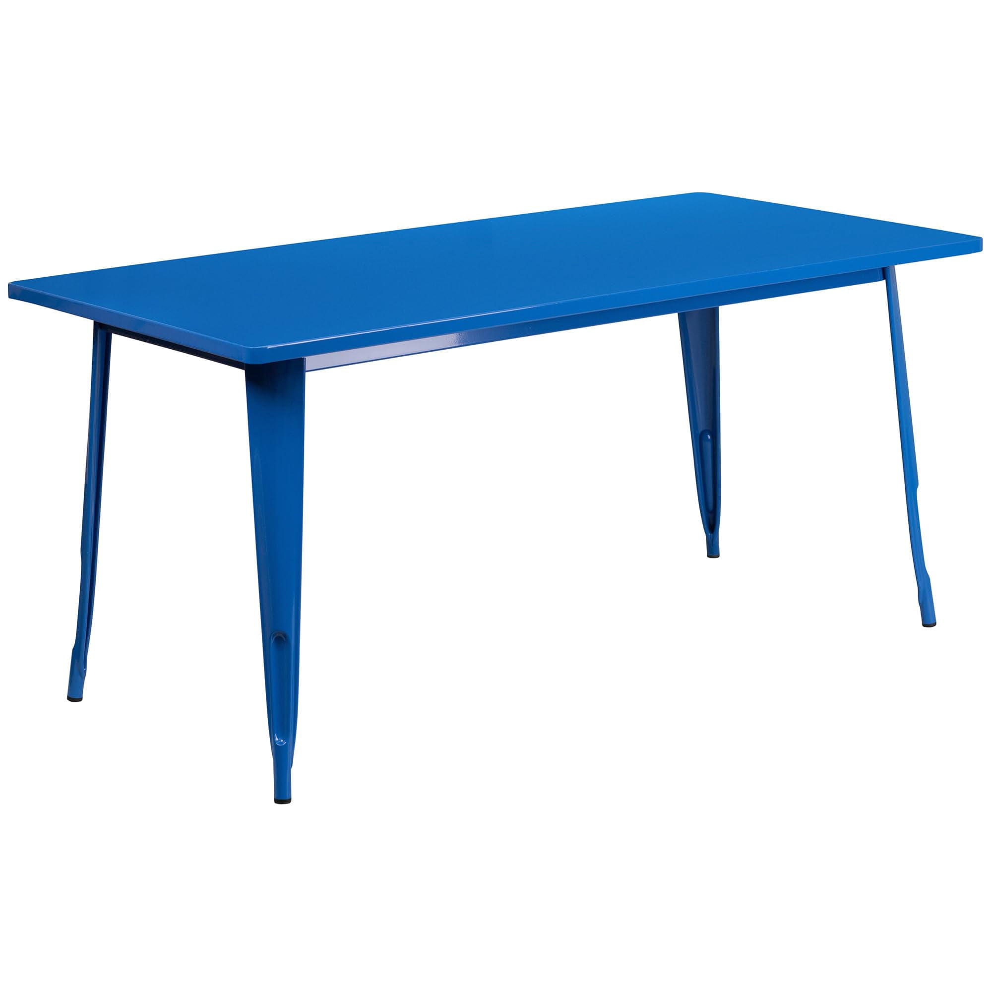 Bowery Hill Metal Blue Dining Table Rectangular Indoor Outdoor 31.5" x 63"