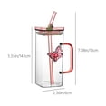 thumbnail image 3 of Glass Tumbler With Handle Double-Wall Glass Straw Cup Stylish Two-Way Straw Tumbler Elegant Handle Glassware Set, 3 of 7