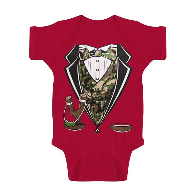 Toddlers Camo Tuxedo Bodysuit - Red - 18 Months