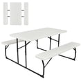 thumbnail image 1 of Gymax Folding Picnic Table & Bench Set for Camping BBQ w/ Steel Frame White, 1 of 10