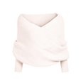 thumbnail image 4 of RXIRUCGD Women's Casual Solid Color Irregular Pullover Solid Color Sweater Shawl( Beige ), 4 of 5