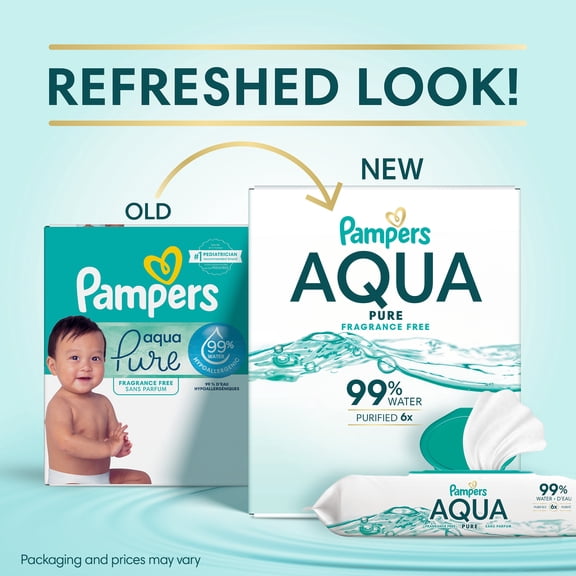 Pampers Aqua Pure Baby Wipes, 99% Water, Fragrance Free, 672 Baby Wipes Total (12X Flip-Top Packs)