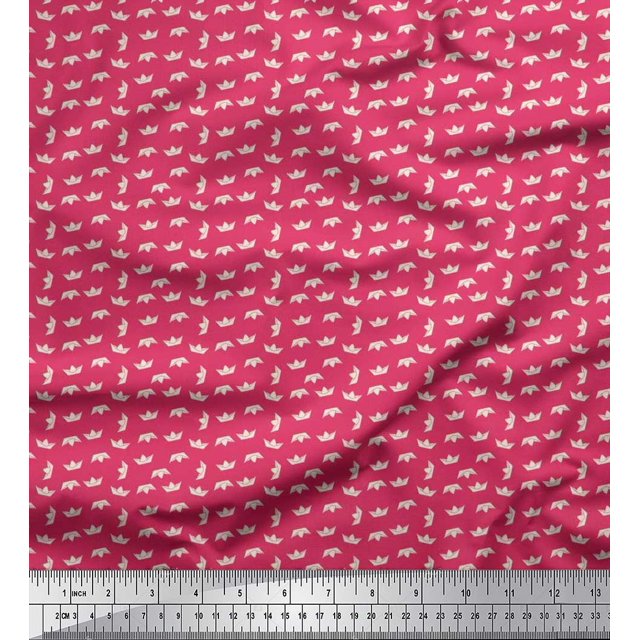 Soimoi Poly Georgette Fabric Paper Boat Art & Craft Decor Fabric Printed Yard 52 Inch Wide