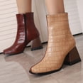 thumbnail image 4 of Cameland Large Women's Punk High Heel Rectangle Toe Thick Heel Zipper Contrast Mart Short Boots, 4 of 4