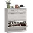thumbnail image 1 of HOMCOM Armoire d'Entrée avec 2 Tiroirs Basculants pour 12 Paires de Chaussures Gris, 1 of 10