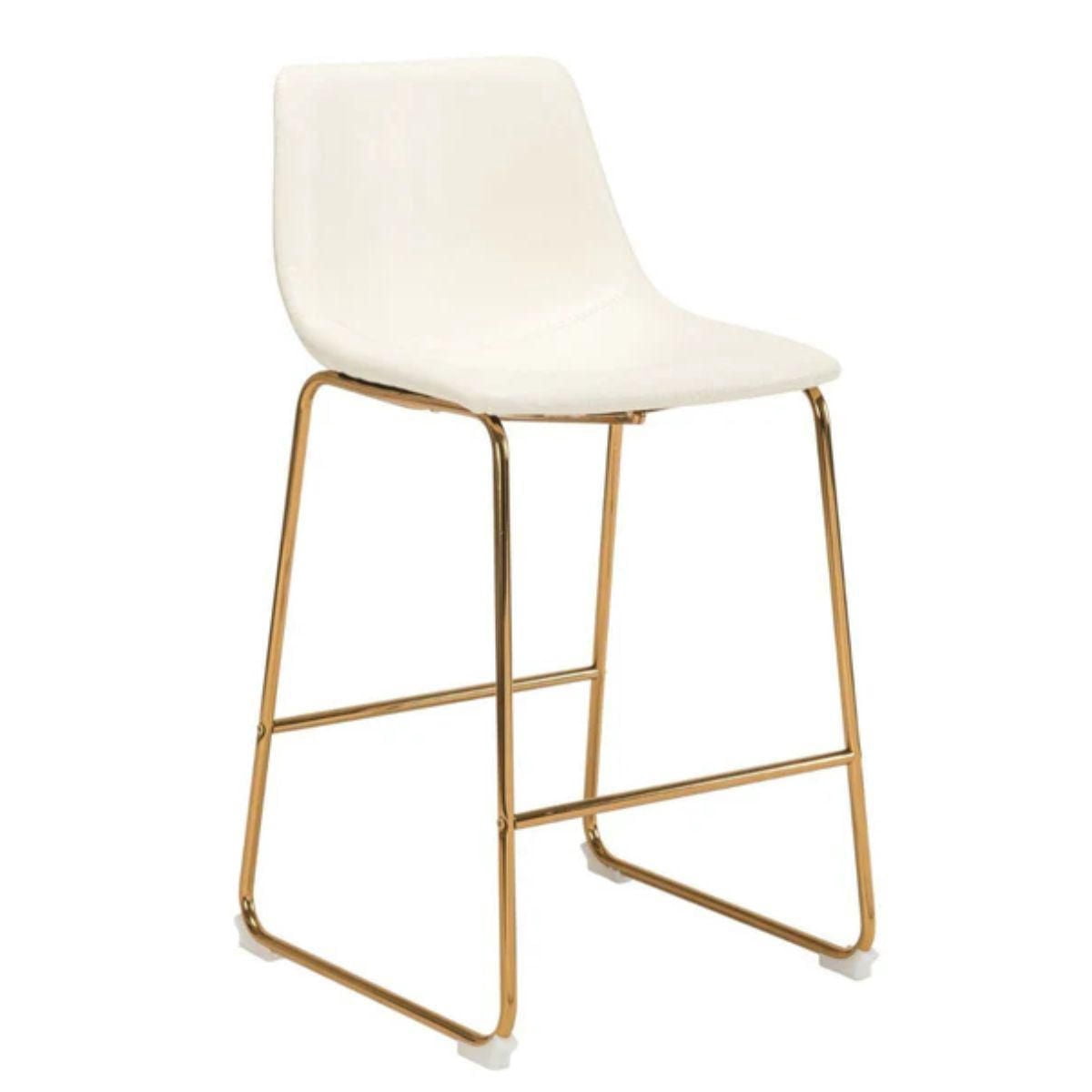 Tabouret de bar Heavenly Collection en PU avec pieds dorés LOT DE 2