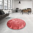thumbnail image 4 of Ahgly Company Tapis d'Intérieur Ronds Transitionnels Rouges Lavables à la Machine, 4 Pieds Rond, 4 of 7